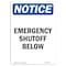 Signmission OSHA Notice, 5" Height, Emergency Shutoff Below Sign, 5" X 3.5", Portrait OS-NS-D-35-V-11902 - alternate 1